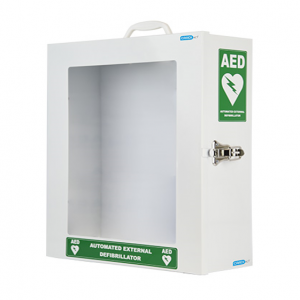 AED INDOOR METAL WALL CABINET WITH A CLEAR PERSPEX FRONT