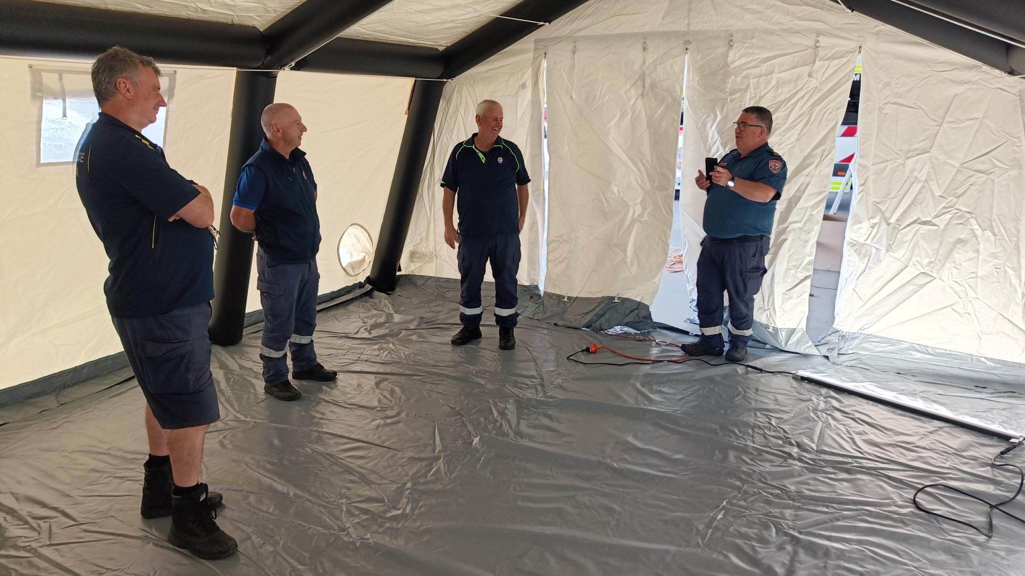 Inside ARZ 40 Inflatable tent with Ambulance Victoria